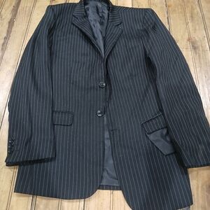 Andrew Fezza Black Pinstripe Two-Button Suit Jacket Boys Size 16R